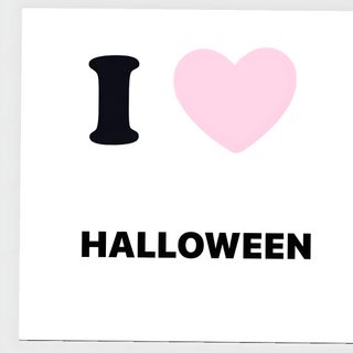 i love halloween with a pink heart in the center and black lettering on white paper I Love Halloween gainsboro
