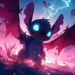 a cartoon character standing on top of a hill with lightning in the sky behind him Stitch Halloween Desktop Pikachu Light, Cool For Pc, Butterfly Backgrounds, dark slate blue