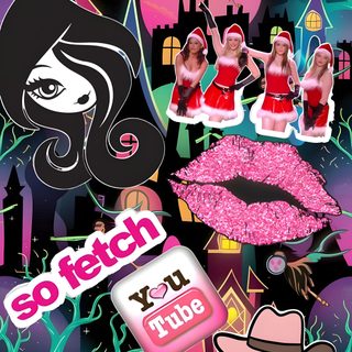 the poster for mean girls is shown in pink and black, with ghost - like figures Mean Girls Halloween dim gray