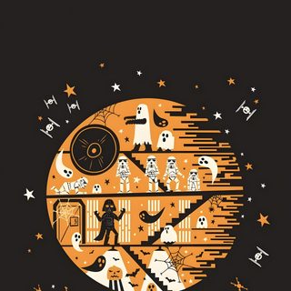 the star wars poster is shown in orange and black Star Wars Halloween Phone Halloween Party Graphic, Halloween Darth Vader, Halloween Themed Poster Ideas, black