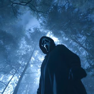 a person in a hooded suit holding a knife and standing in the woods at night Halloween Movie Iphone Ghostface Pictures, Ghostface Iphone, Iphone Dark, dark slate gray