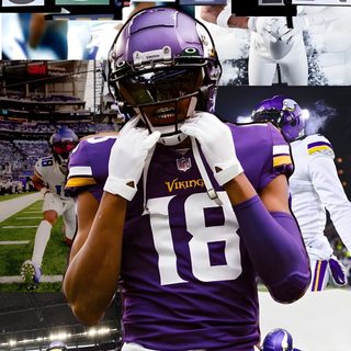 a collage of the minnesota football team in purple and white uniforms, with one player holding his hands to his face Justin Jefferson Halloween Justin Jefferson Pfp 4k, Justin Jefferson Aesthetic, Justin Jefferson Iphone, dim gray