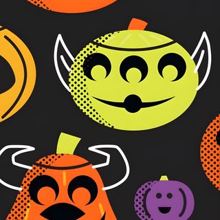an image of halloween pumpkins and monsters on black background with orange, green, purple, and yellow colors Pixar Halloween Pixar Halloween, Disney Pumpkin, Disney Halloween Iphone, dark slate gray
