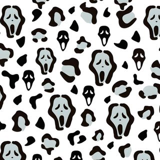 black and white animal print with skulls on the back ground, all in different sizes Halloween Cheetah Print Aesthetic Phone Call Background, Background For Phones, Scream Preppy, white