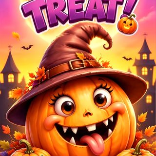 trick or treat poster with pumpkins and witches Halloween Trick Or Treat chocolate