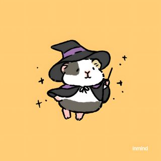 an animal wearing a witches hat and holding a wand in it's paws, Halloween Guinea Pig Guinea Pig Drawing Cartoon, Chibi Guinea Pig Drawing, Cute Chibi Guinea Pig, khaki