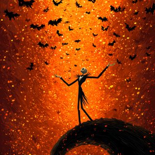 a painting of a person standing on top of a hill surrounded by bats This Is Halloween Nightmare Before Christmas This Is Halloween Nightmare Before Christmas, Fall Nightmare Before Christmas, Halloween Nightmare, maroon