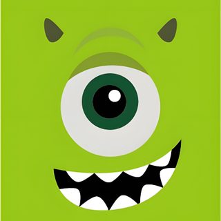 a green poster with an evil monster's eyes Monsters Inc Halloween Mike Monster Inc, Mike Wazowski Face, Mike Wazowski Ojo, yellow green