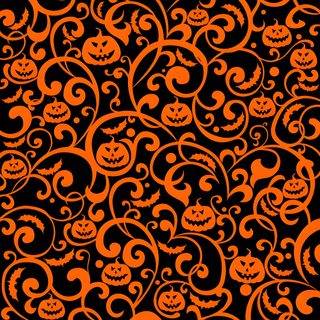 an orange and black halloween background with swirly pumpkins on the left hand side Halloween Swirls Party Halloween Orange Background, Orange Background Spooky Design, Orange Spooky Pattern Design, black