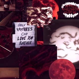 the collage has been altered to make it look like vampire Halloween Vampire black