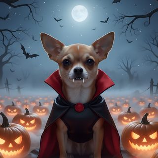 a small dog dressed up as a vampire sitting in front of pumpkins at night Halloween Chihuahua Chihuahua Love, Dog Halloween Costumes, Halloween Photos, Chihuahua Dogs, dark slate gray
