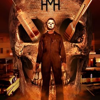 a movie poster for halloween ii with a man standing in front of a large skull Halloween 2 2009 Halloween Ii 2009 Poster, Halloween Ii 1981 Movie Poster, Halloween Ii 1981 Poster, maroon