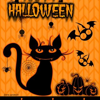 a happy halloween card with a black cat and pumpkins Halloween Cats Bats Owls Spiders Sm Halloween Cellphone, Halloween Black Cat Pillow, Happy Halloween Backgrounds, dark orange
