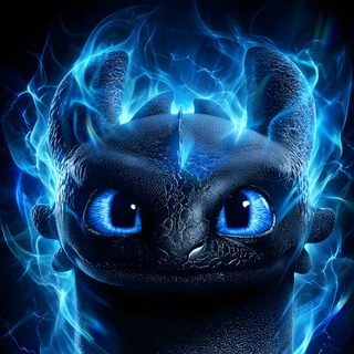 a close up of a toothless dragon with blue flames on it's face Halloween Toothless Cute Toothless Profile Picture, Toothless Dragon, Night Dragon, black