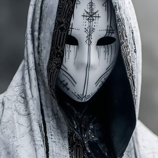 a person wearing a white mask with black and silver designs on it's face Halloween Mask Cool Masks, Manifesti Grafici, Fantasy Art Warrior, Masks Art, Beautiful Dark Art, gray