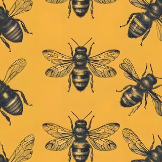 bees on yellow background with black and white images in the middle, all facing different directions Halloween Bees Accent Ideas Bee Iphone, Honeybee, Bee Aesthetic Vintage, Honey Bee Aesthetic, sandy brown