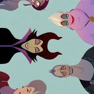 a group of women standing next to each other in front of a blue background, Halloween Disney Villains Halloween, Disney Magazine, Evil Disney, Disney Background, Disney Phone, dark gray
