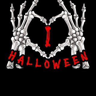 two skeleton hands making a heart shape with the word halloween in red on a black background I Love Halloween Halloween Heart, I Love Horror, Halloween Kills, I Love Halloween, black