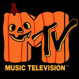 the logo for music television with a pumpkin 80s Halloween Aesthetic Nickelodeon Logo Halloween, Nickelodeon Pumpkin Logo, Nick Halloween Logo, black