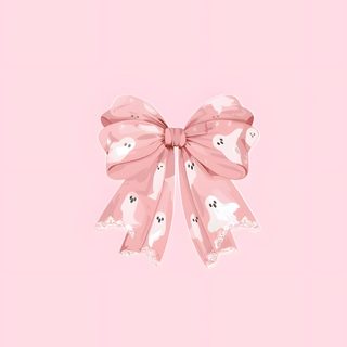 a pink bow with white bears on it Pink Bow Halloween Lemon Cute, Purple Aesthetic Background, Iphone Preppy, Halloween Cute, misty rose