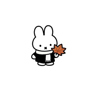 a cartoon character holding an autumn leaf in his hand and wearing a black shirt with white ears Miffy Halloween Miffy Iphone, Cute Miffy, Miffy Sitting, Iphone Layout, Miffy, Home Lock Screen, white