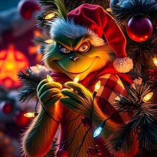 a christmas tree decorated with lights and an image of dr seuss from the grin Grinch Halloween Merry Christmas Grinch Gif, Grinch 4k, 4k Christmas, Grinch Iphone, The Grinch Iphone, black