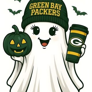 a green bay packers ghost holding a cup Packers Halloween Greenbay Packers Logo, Packers Pumpkins, Green Bay Packers Halloween Decorations, white smoke