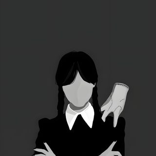 a woman standing with her arms crossed and holding a book in one hand while looking at the other Wednesday Addams Halloween Wednesday Addams Poster Design, Merlina, Faceless Wednesday, dark slate gray