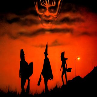 the movie poster for halloween ii, which features two children dressed as witches and an evil face Halloween Iii Season Of The Witch Halloween Iii Season Of The Witch, Halloween Season Of The Witch, Season Of The Witch Poster, black