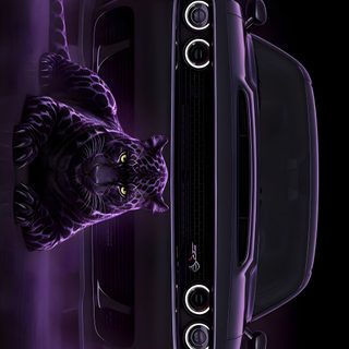 a car with the hood up is shown in front of a purple background and an image of a cat's head Halloween Hellcat Hellcat Purple, Pc Lock Screen 4k, Sport Car Art, Laptop Lock Screen Ideas, black