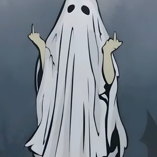 a ghost is floating in the air with his hands up Halloween Middle Finger Neon Ghost, Funny Ghost, Animated Ghost, Ghost Cartoon, Dark Side, slate gray