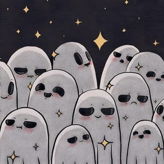 a group of ghost like people standing in front of stars Cute Halloween Laptop Ghost Aesthetic Laptop, Ghost Desktop Aesthetic, Ghost Computer, Ghost Laptop, gray
