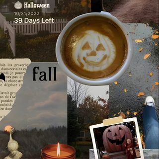 a collage of photos with pumpkins, candles and people in the background that says happy halloween Halloween Ios 16 Fall Ios Aesthetic, Autumn Lock Screen, Aesthetic Fall Lockscreen, dark olive green