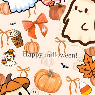an image of halloween stickers on a phone Preppy Happy Halloween Halloween Cute, Pins, Halloween, antique white