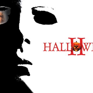 a movie poster for halloween with the face of a man's head peeking out Halloween Ii Halloween 1978 Michael Myers Halloween 1978, Halloween 2007, Halloween 2007 Logo, white
