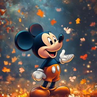 mickey mouse in the fall leaves with his arms out and eyes closed, as if he is Mickey Mouse Halloween 4k Mickey Mouse Background, Walt Disney Cartoons, Mickey Mouse Wall, dark slate gray