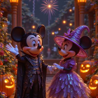 mickey and minnie mouse dressed up for halloween Mickey And Friends Halloween Backgrounds dark slate gray