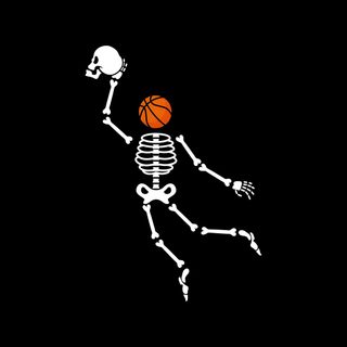 a skeleton with a basketball in its hand is flying through the air and has his arm outstretched Halloween Nba Funny Basketball, Simple Basketball, Game Over Skeleton, Basketball Ghost, black