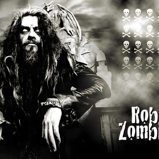 a man with long hair sitting down in front of a black and white background that says rob zombie Halloween Rob Zombie Rob Zombie Iphone, Rob Zombie Live Laugh Love, White Zombie, dark slate gray