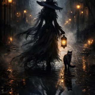 a cat that is standing in the rain Halloween Witch Cats Custom Witchy Cat, Spooky Witch, Spooky Witch Background, Spooky Witch Picture, black