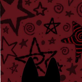 a black cat sitting in front of a red background with stars and swirls on it Red Halloween Aesthetic Cute Red Phone, Color Red And Black, Grunge Iphone Vintage, maroon