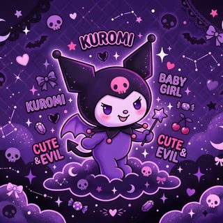 an image of a cartoon character in the sky with skulls and stars on it's chest Chromebook Kuromi Halloween midnight blue