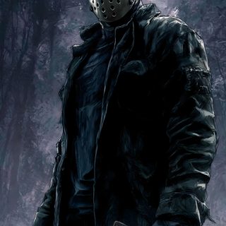 a painting of a man with a hockey mask holding a baseball bat in the woods Jason Halloween Jason X Pictures, Jason Vor, Jason Mask, Dbd Jason, Jason Friday 13th, dark slate gray