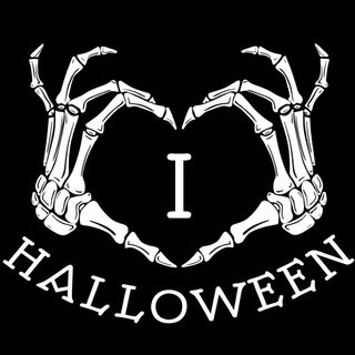i love halloween with two hands in the shape of a heart and bones on black background I Love Halloween Love Halloween, I Love Halloween, Halloween Love Aesthetic, I Love Halloween Quotes, black