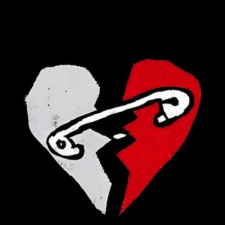 a red and white heart with a skateboard on it's back end in the middle 5sos Halloween 5 Seconds Of Summer Lonely Heart, 5sos Safety Pin Tattoo, 5sos Logo, black