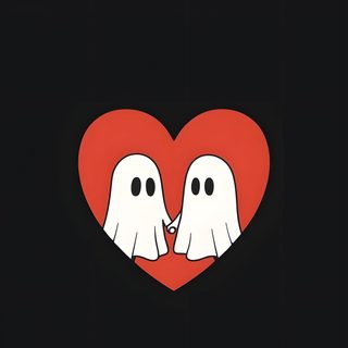 two ghost hands touching each other in front of a heart Cute Halloween Heart Spooky Love, Ghost Couple, Ghosts Holding Hands, Halloween Love, Valentines Ghost, black