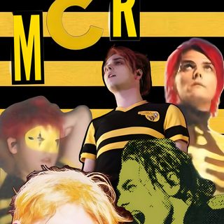 a collage of photos with the words mcr on it and stars above them Mcr Halloween peru