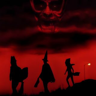 three silhouettes of people in front of a red sky with the words halloween written on it Halloween 3 Halloween 3 Tv, Halloween 3 Rob Zombie, Halloween Iii Season Of The Witch Movie Poster, black