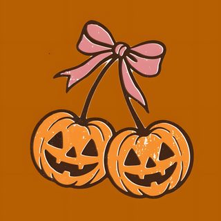 two jack o lantern pumpkins with a bow Halloween Peach chocolate