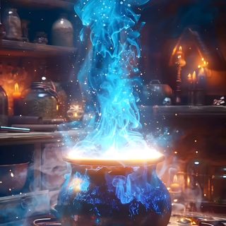 an image of a pot on fire in the middle of a room with lots of books Halloween Potion Magic Background Gif, Magic Cauldron, Magic Spell Gif, Healing Magic Gif, dark slate gray